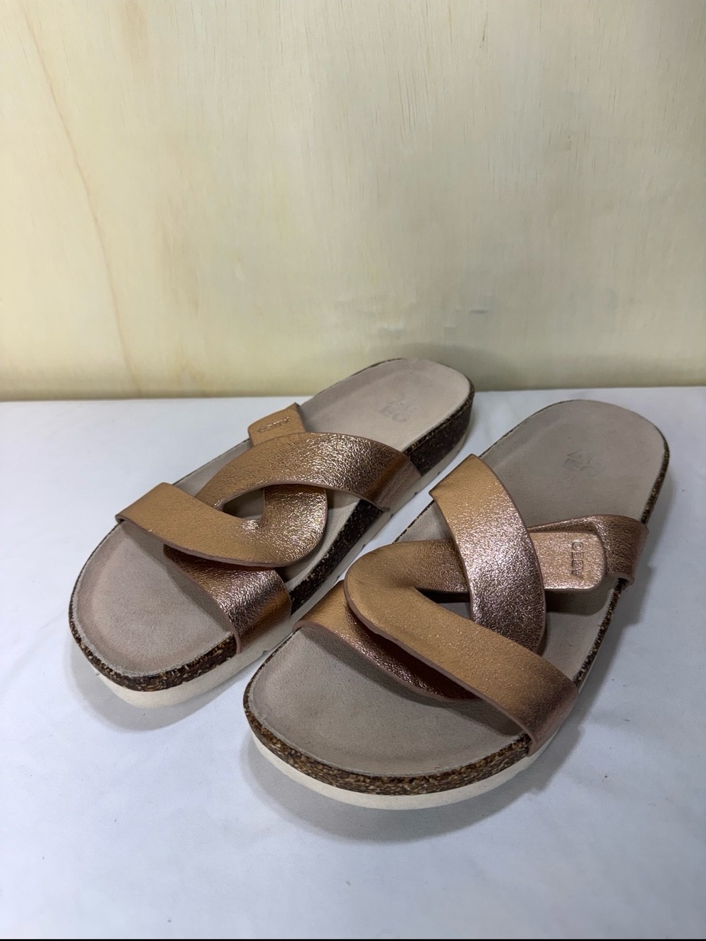 ABEO Lanai Lizzy Sandal Slides Cork Womens Size US 9 Copper Brown